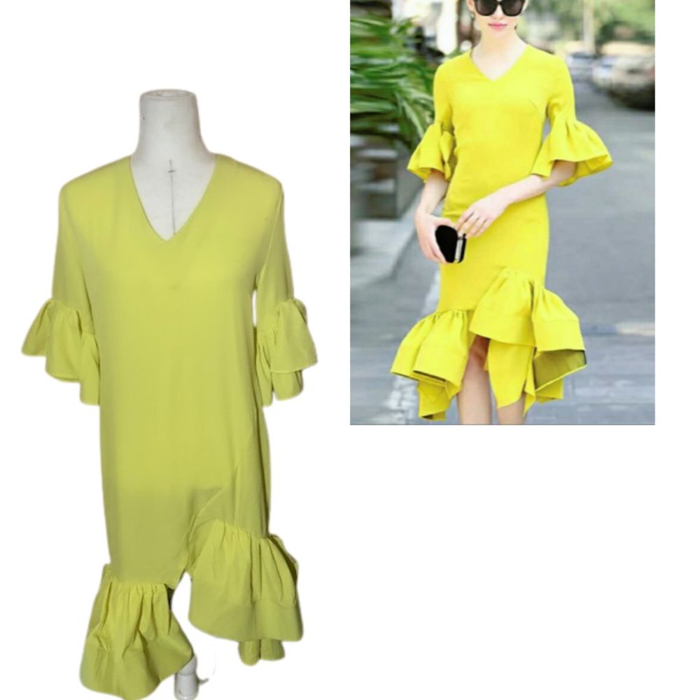 Acne Studio Yellow Ruffle Dress - Picture 3 of 5